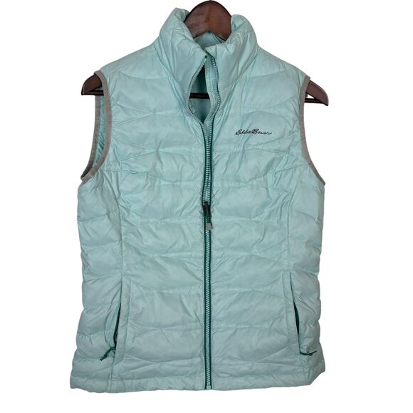 Eddie Bauer Blue Full Zip Sleeveless Down Puffer Vest Women's Small - Picture 1 of 8
